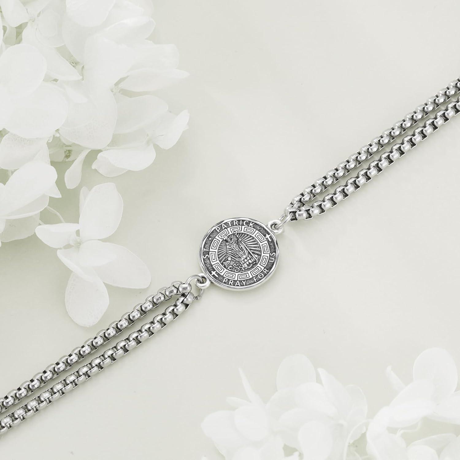 image:imageYFN Patron Saint Bracelet Sterling Silver Religious Protector Bracelet Jewelry Gift for Women MenGSt Patrick Small