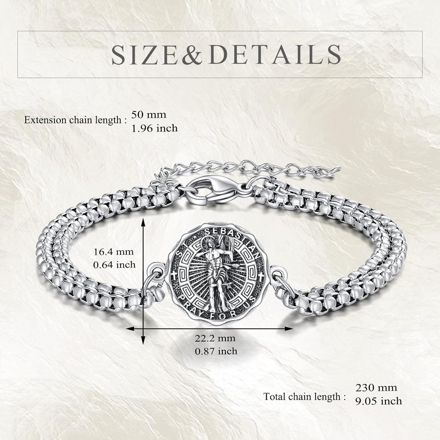 image:imageYFN Patron Saint Bracelet Sterling Silver Religious Protector Bracelet Jewelry Gift for Women MenHSt Sebastian Small