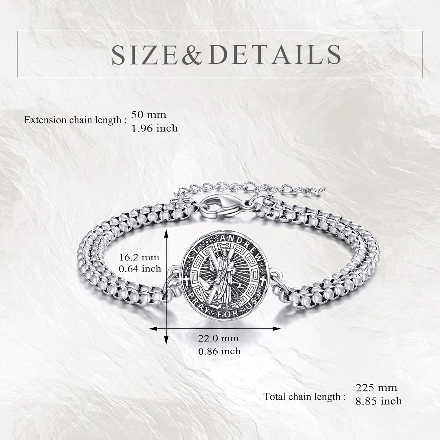 image:imageYFN Patron Saint Bracelet Sterling Silver Religious Protector Bracelet Jewelry Gift for Women MenLSt Andrew Small