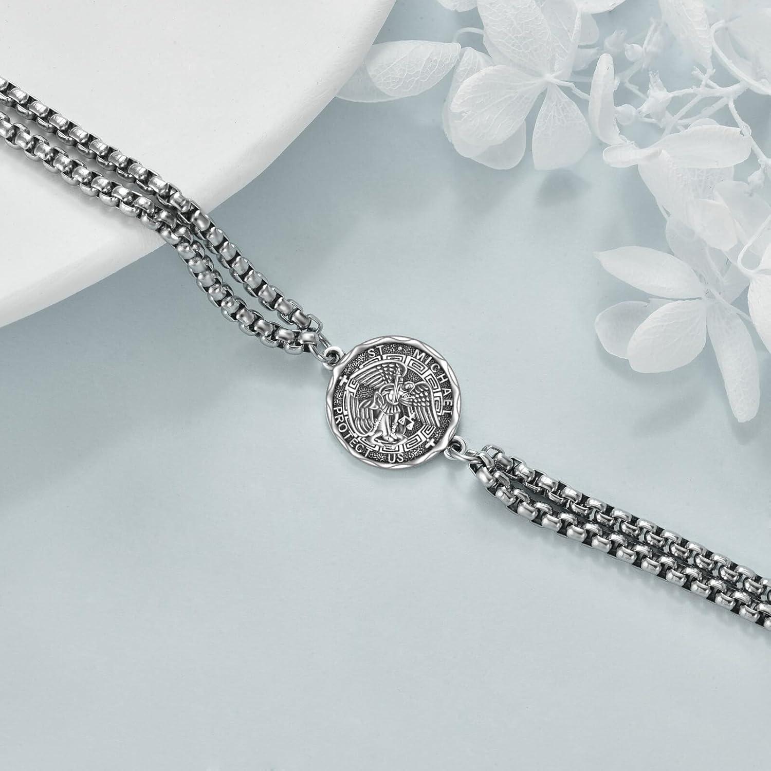image:imageYFN Patron Saint Bracelet Sterling Silver Religious Protector Bracelet Jewelry Gift for Women MenNSt Michael Large