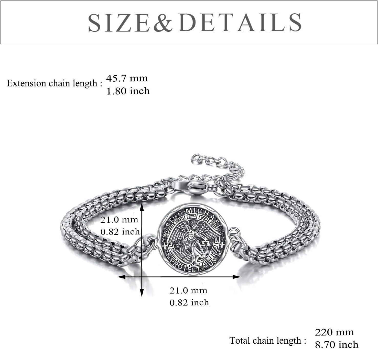 image:imageYFN Patron Saint Bracelet Sterling Silver Religious Protector Bracelet Jewelry Gift for Women MenNSt Michael Large