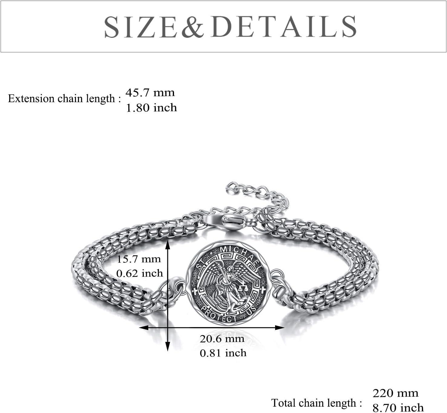 image:imageYFN Patron Saint Bracelet Sterling Silver Religious Protector Bracelet Jewelry Gift for Women MenNSt Michael Small