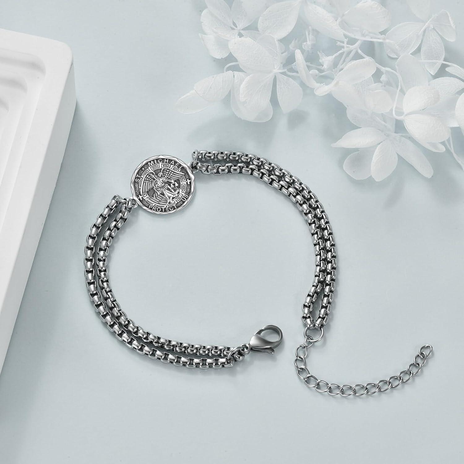 image:imageYFN Patron Saint Bracelet Sterling Silver Religious Protector Bracelet Jewelry Gift for Women MenNSt Michael Small