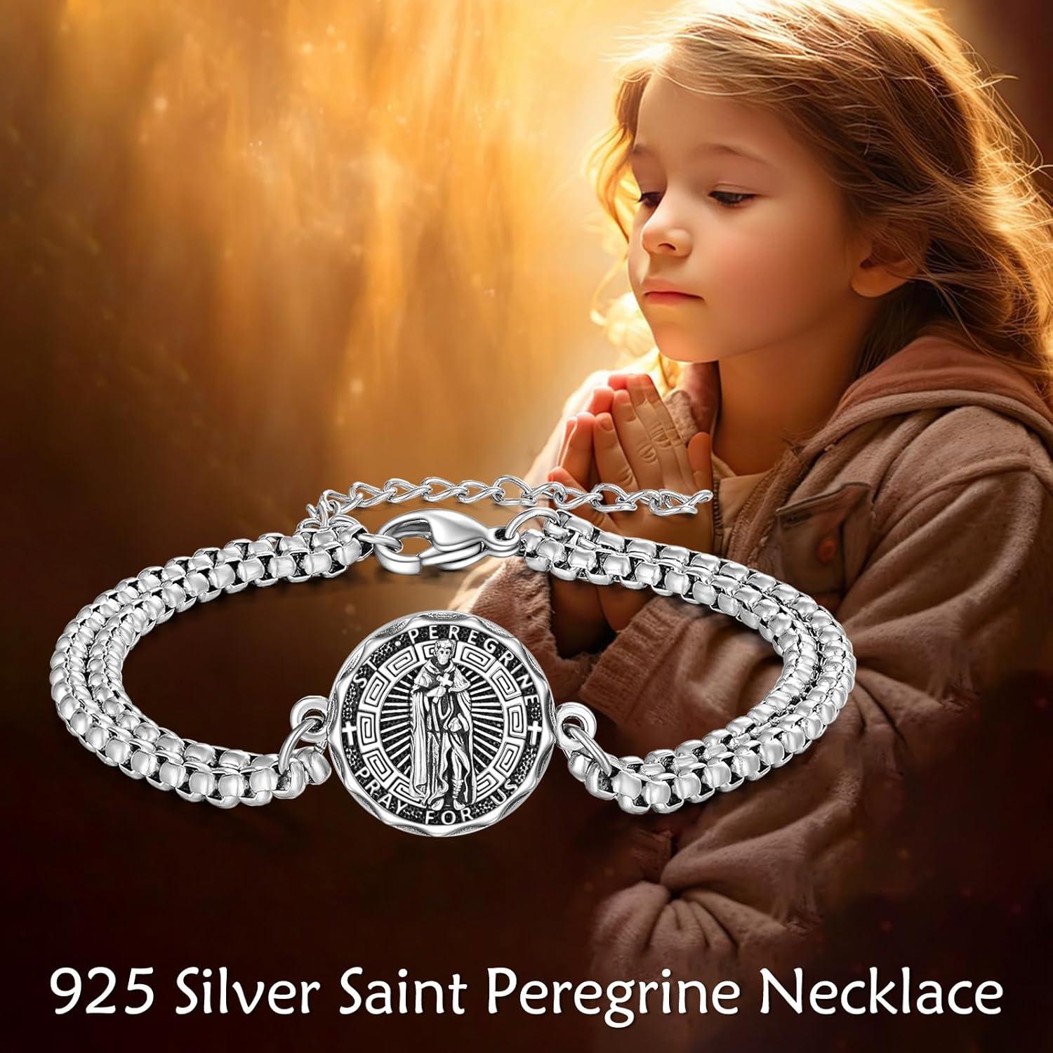 image:imageYFN Patron Saint Bracelet Sterling Silver Religious Protector Bracelet Jewelry Gift for Women MenPSt Peregrine Large