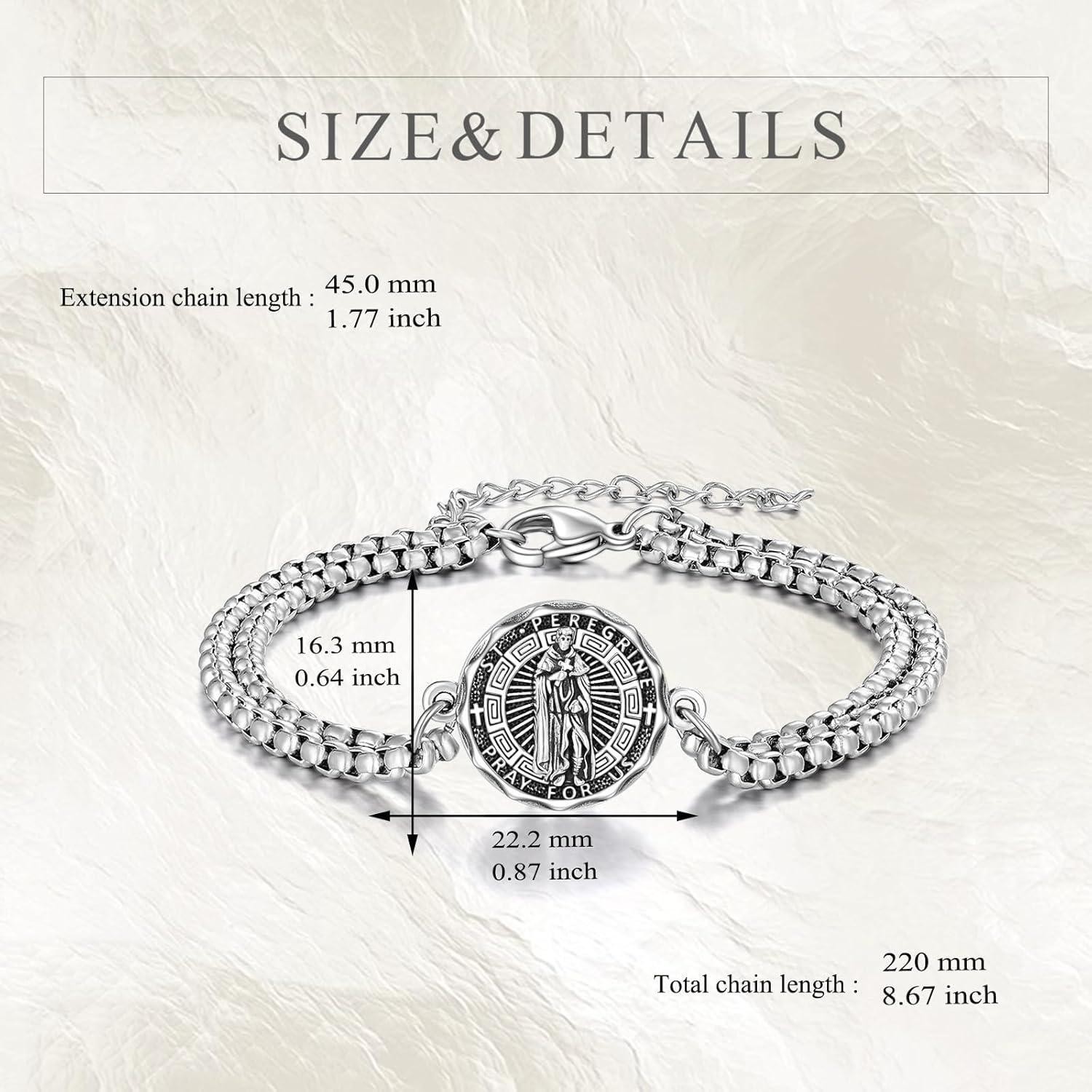 image:imageYFN Patron Saint Bracelet Sterling Silver Religious Protector Bracelet Jewelry Gift for Women MenPSt Peregrine Small