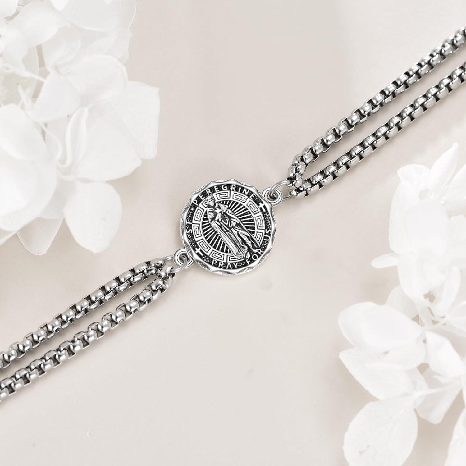 image:imageYFN Patron Saint Bracelet Sterling Silver Religious Protector Bracelet Jewelry Gift for Women MenPSt Peregrine Small