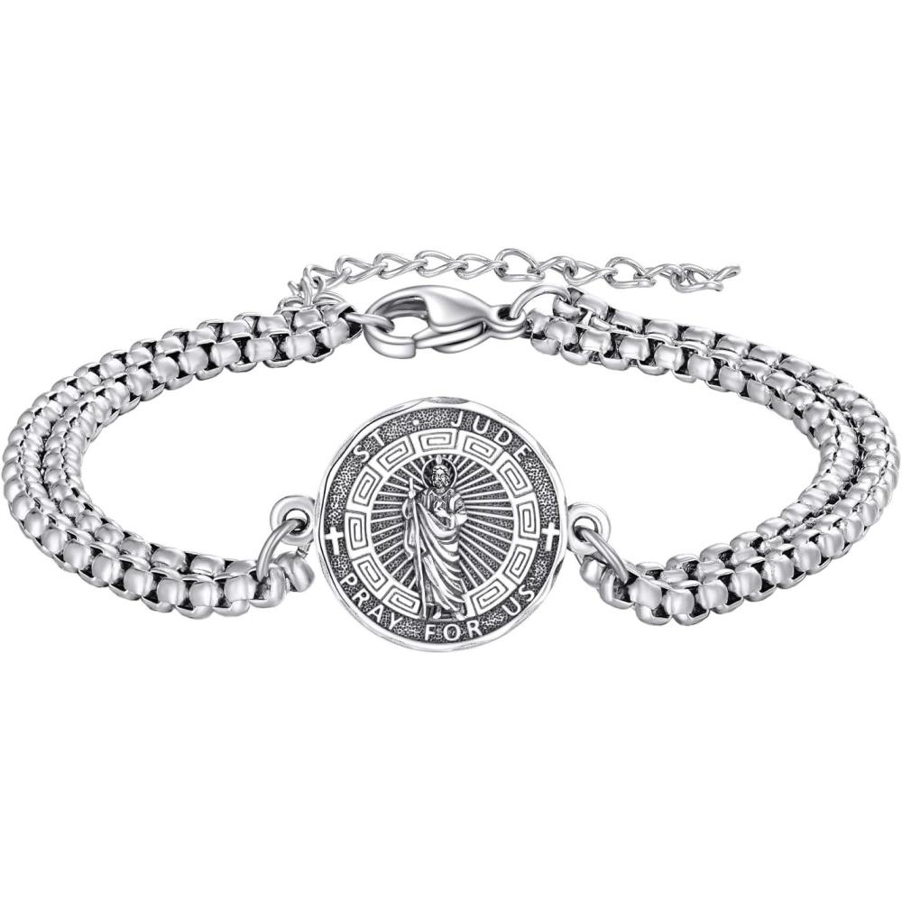 image:imageYFN Patron Saint Bracelet Sterling Silver Religious Protector Bracelet Jewelry Gift for Women MenCSt Jude Small