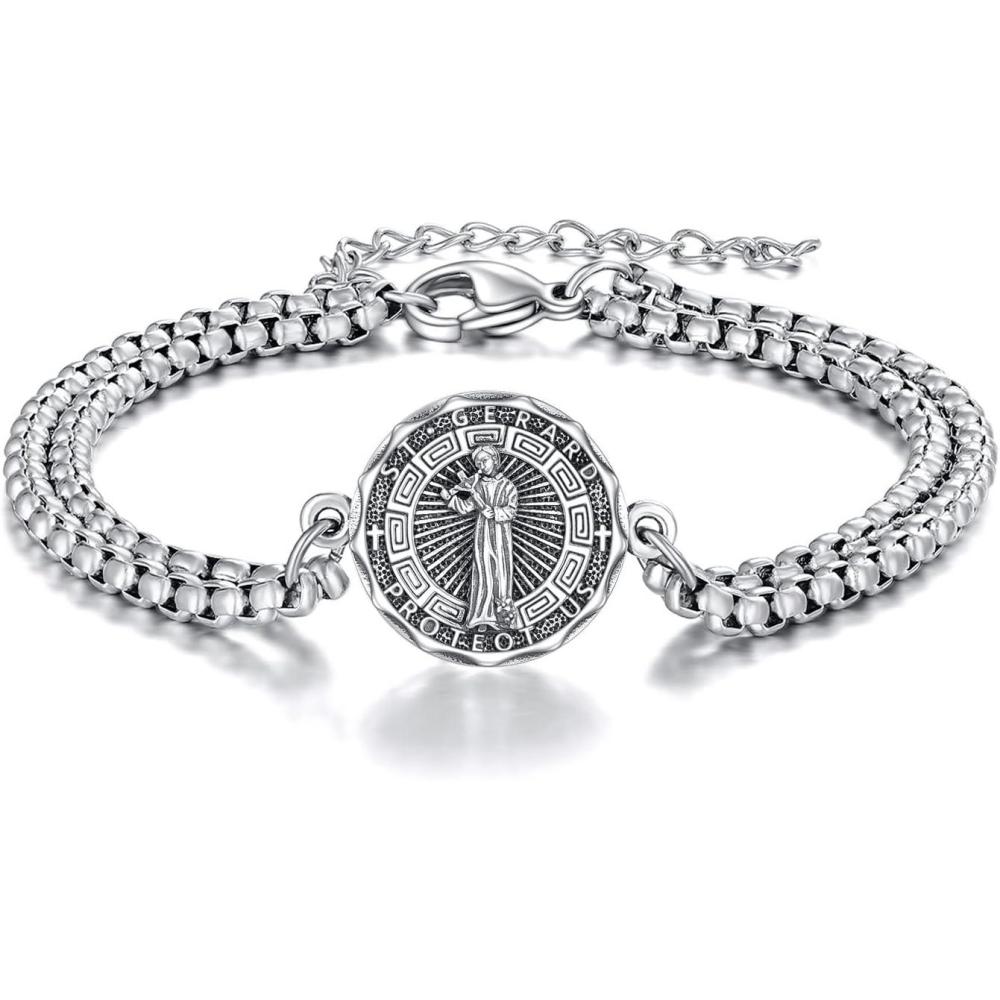 image:imageYFN Patron Saint Bracelet Sterling Silver Religious Protector Bracelet Jewelry Gift for Women MenESt Gerard Small