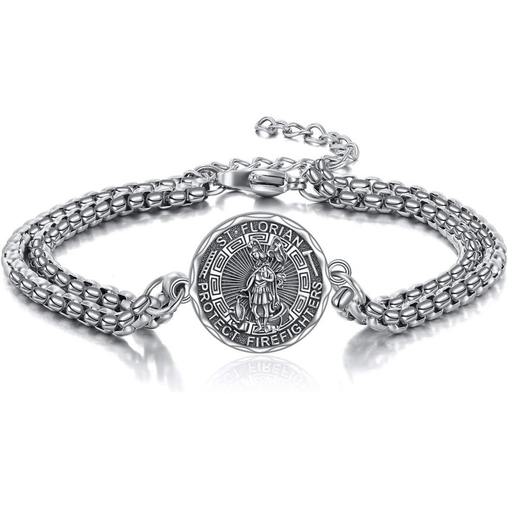 image:imageYFN Patron Saint Bracelet Sterling Silver Religious Protector Bracelet Jewelry Gift for Women MenKSt Florian Small