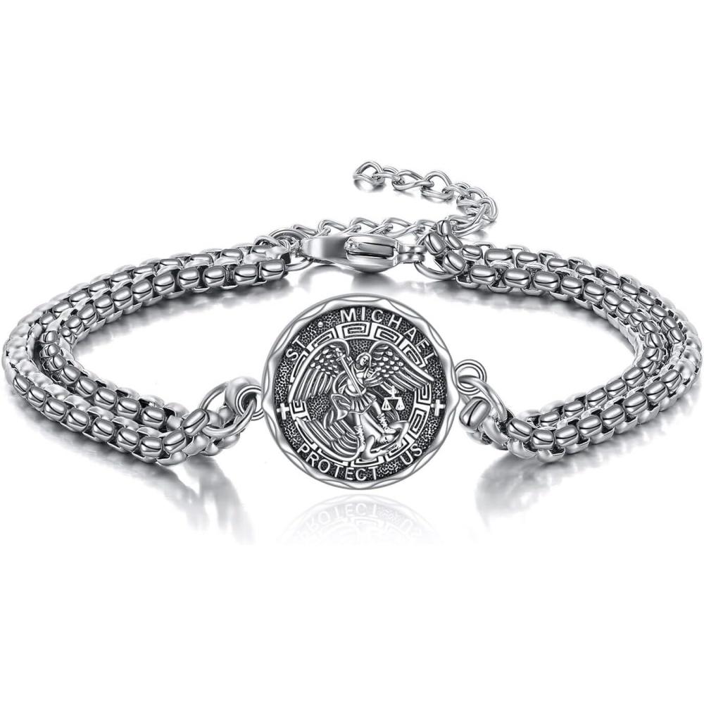image:imageYFN Patron Saint Bracelet Sterling Silver Religious Protector Bracelet Jewelry Gift for Women MenNSt Michael Small