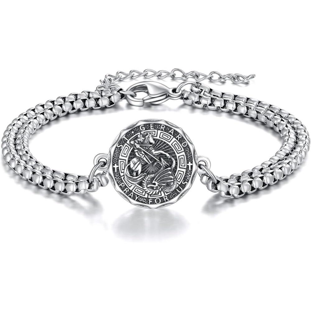 image:imageYFN Patron Saint Bracelet Sterling Silver Religious Protector Bracelet Jewelry Gift for Women MenOSt George Small