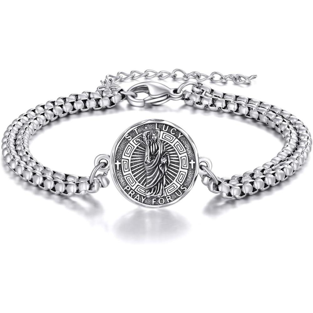 image:imageYFN Patron Saint Bracelet Sterling Silver Religious Protector Bracelet Jewelry Gift for Women MenVSt Lucy