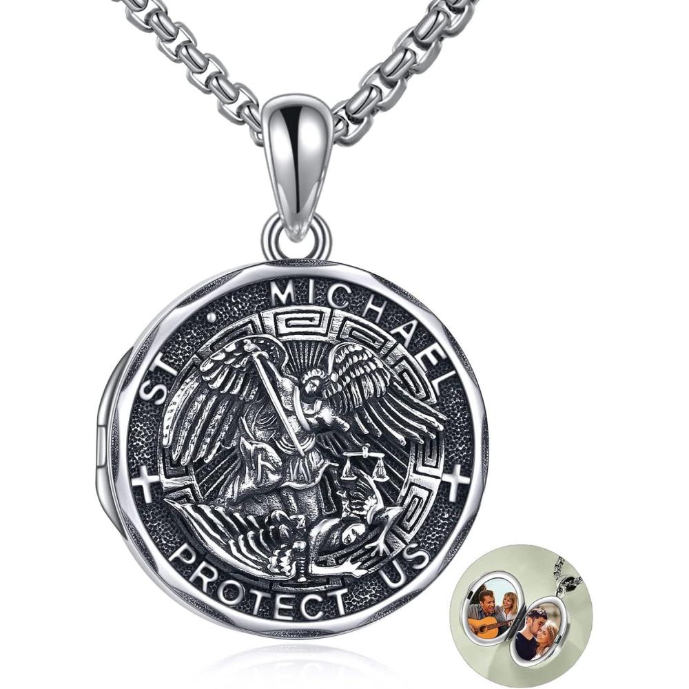 image:imageYFN Patron Saint Necklace Sterling Silver Amulet Medal Pendant Religious Protector Jewelry Gifts for Women Men01 St Michael Locket