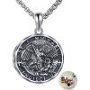 YFN Patron Saint Necklace Sterling Silver Amulet Medal Pendant Religious Protector Jewelry Gifts for Women Men(01. St Michael (Locket))