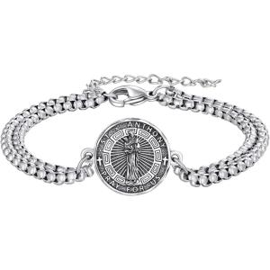 YFN Patron Saint Bracelet Sterling Silver Religious Protector Bracelet Jewelry Gift for Women Men(B-St Anthony Small)