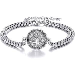 YFN Patron Saint Bracelet Sterling Silver Religious Protector Bracelet Jewelry Gift for Women Men(E-St Gerard Large)