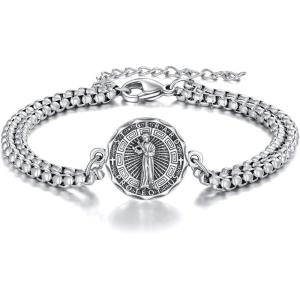 YFN Patron Saint Bracelet Sterling Silver Religious Protector Bracelet Jewelry Gift for Women Men(E-St Gerard Small)