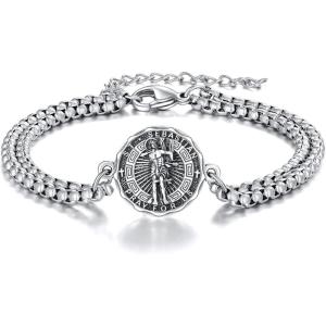 YFN Patron Saint Bracelet Sterling Silver Religious Protector Bracelet Jewelry Gift for Women Men(H-St Sebastian Small)