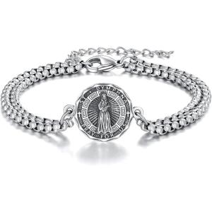 YFN Patron Saint Bracelet Sterling Silver Religious Protector Bracelet Jewelry Gift for Women Men(I-St Dymphna large)