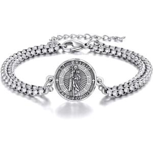 YFN Patron Saint Bracelet Sterling Silver Religious Protector Bracelet Jewelry Gift for Women Men(J-St Brigid Large)