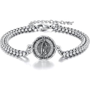 YFN Patron Saint Bracelet Sterling Silver Religious Protector Bracelet Jewelry Gift for Women Men(J-St Brigid Small)