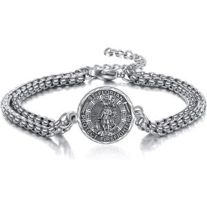 YFN Patron Saint Bracelet Sterling Silver Religious Protector Bracelet Jewelry Gift for Women Men(K-St Florian Small)