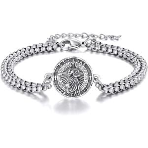 YFN Patron Saint Bracelet Sterling Silver Religious Protector Bracelet Jewelry Gift for Women Men(S-St Luke Large)