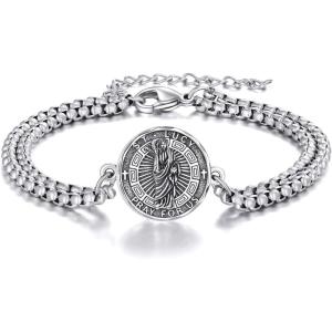 YFN Patron Saint Bracelet Sterling Silver Religious Protector Bracelet Jewelry Gift for Women Men(V-St Lucy)