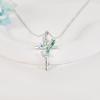 YFN Hummingbird Necklace 925 Sterling Silver Hummingbird Cross Pendant Necklace Bird with Flower Jewelry Gifts for Women