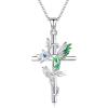 YFN Hummingbird Necklace 925 Sterling Silver Hummingbird Cross Pendant Necklace Bird with Flower Jewelry Gifts for Women