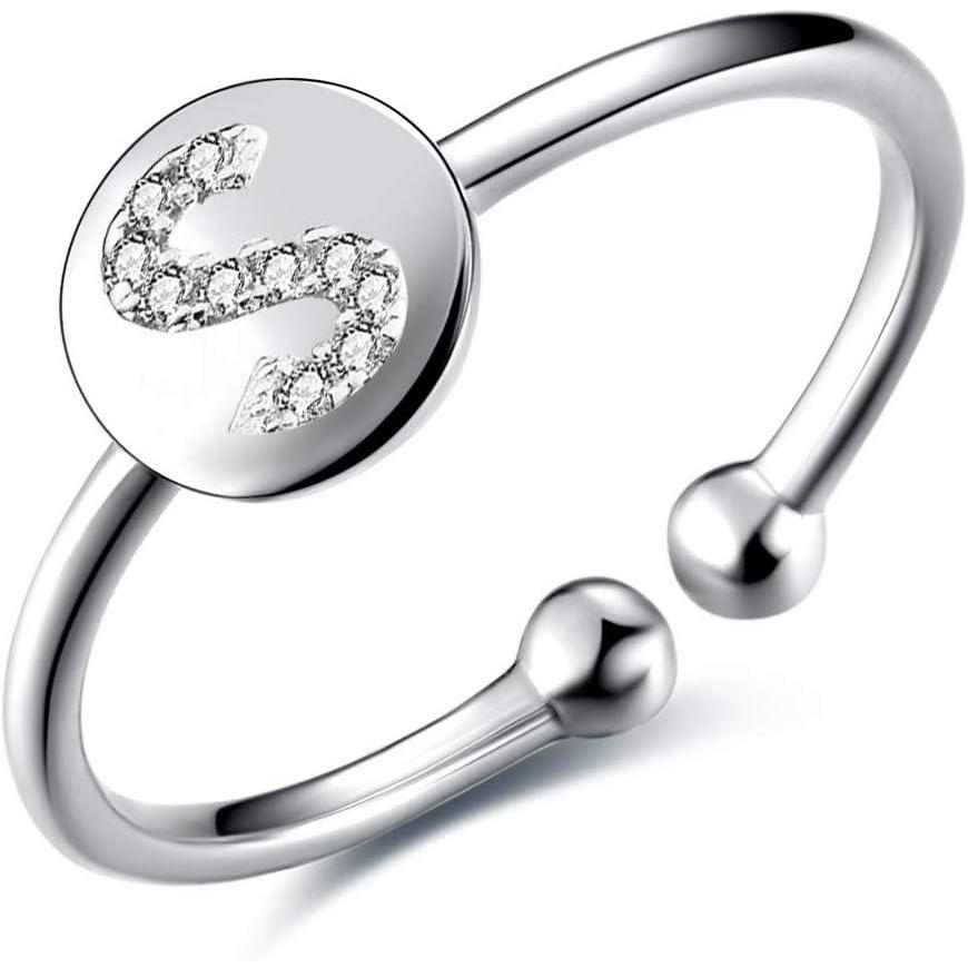 image:imageYFN Sterling Silver Initial Alphabet Letter Rings for Women Adjustable Ring for Women Girls