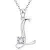 YFN Initial Necklace Sterling Silver Letters 26 Alphabet Pendant Necklace Jewelry(Letter L)