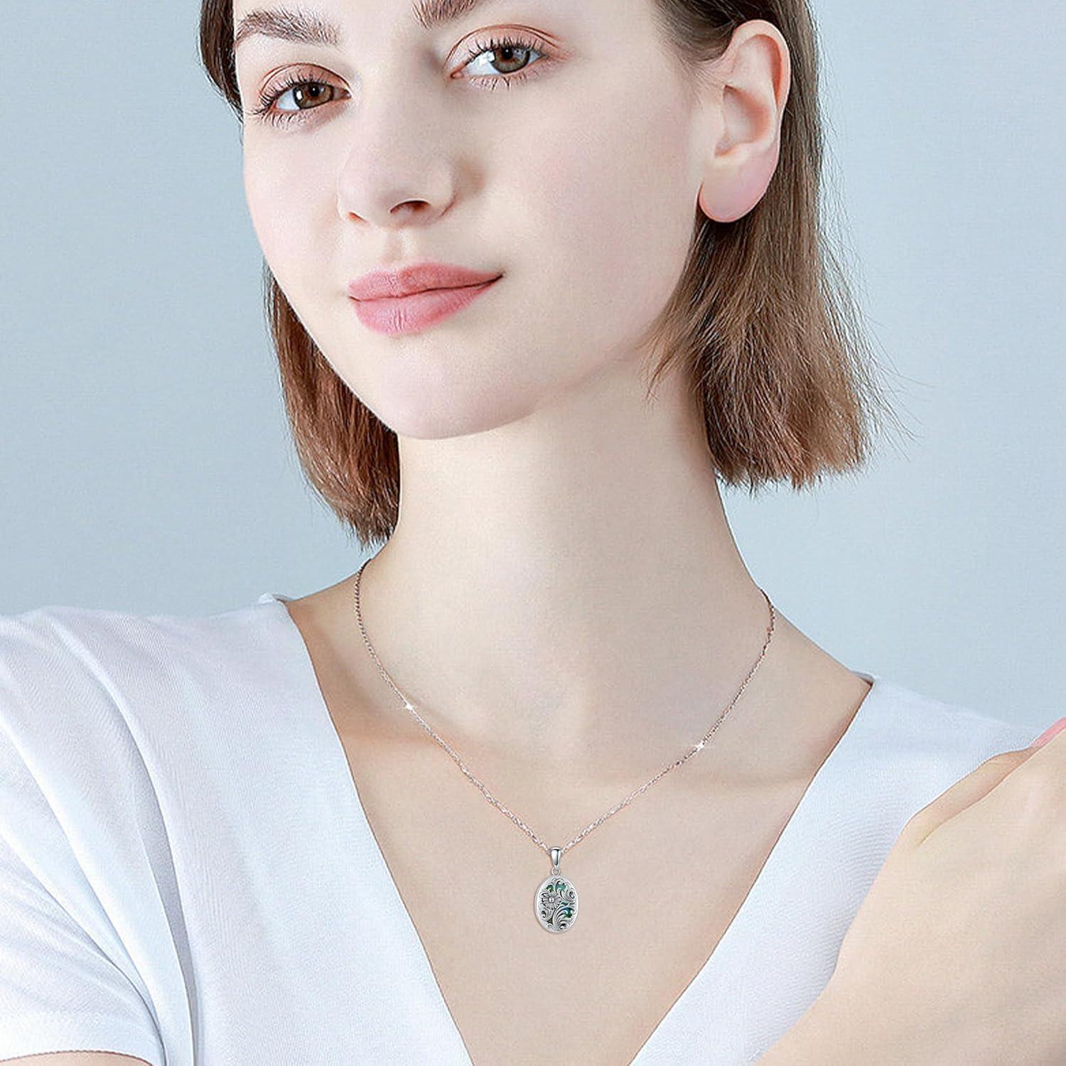 image:imageYFN Locket Necklace That Holds Pictures 925 Sterling Silver Tree of Life Locket Necklace for Women Pendant Jewelryflower locket