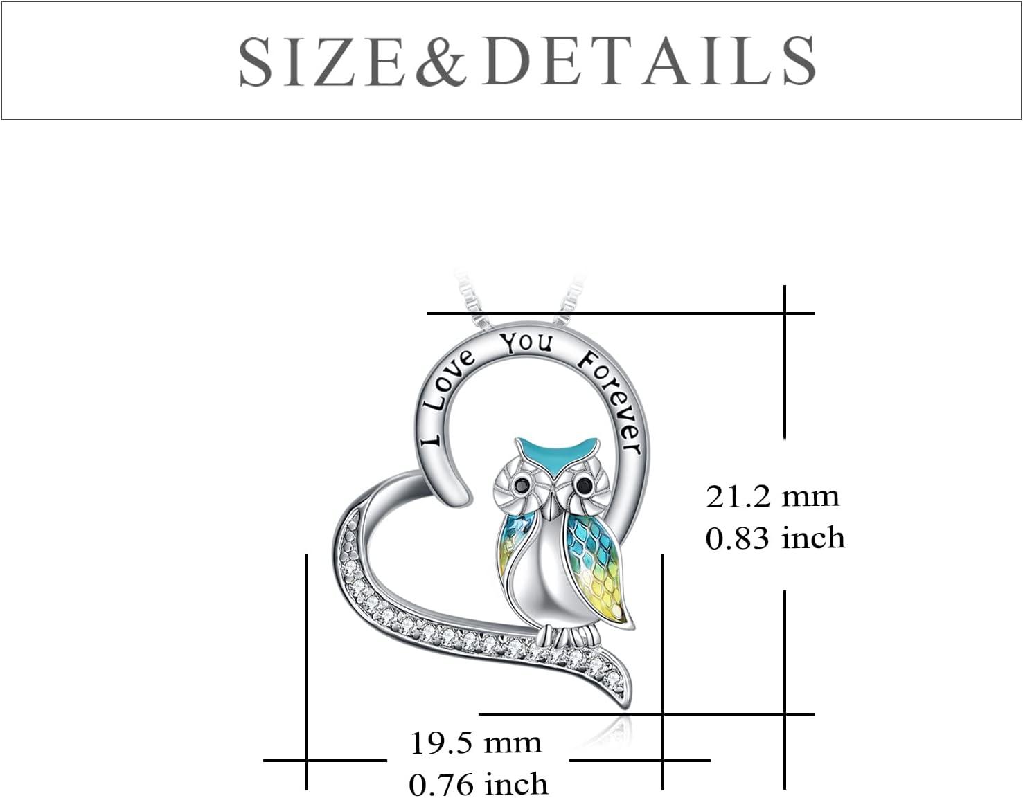 image:imageYFN Owl Necklace Sterling Silver I Love You Forever Heart Owl Gifts for WomenYellow