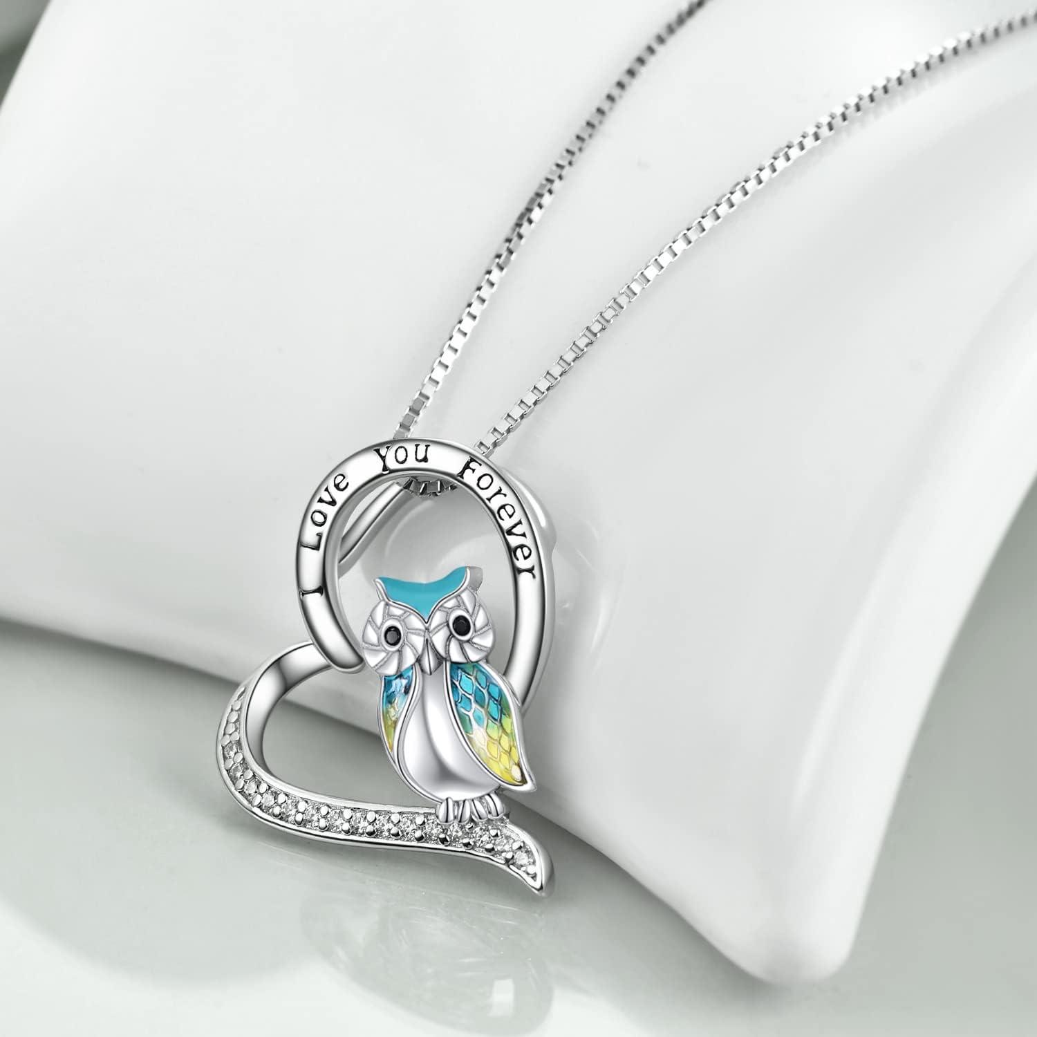 image:imageYFN Owl Necklace Sterling Silver I Love You Forever Heart Owl Gifts for WomenYellow