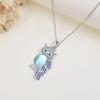 YFN 925 Sterling Silver Owl Moonstone Pendant Necklace – Jewelry Gifts for Women