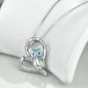 YFN Owl Necklace Sterling Silver I Love You Forever Heart Owl Gifts for Women(Yellow)