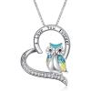 YFN Owl Necklace Sterling Silver I Love You Forever Heart Owl Gifts for Women(Yellow)