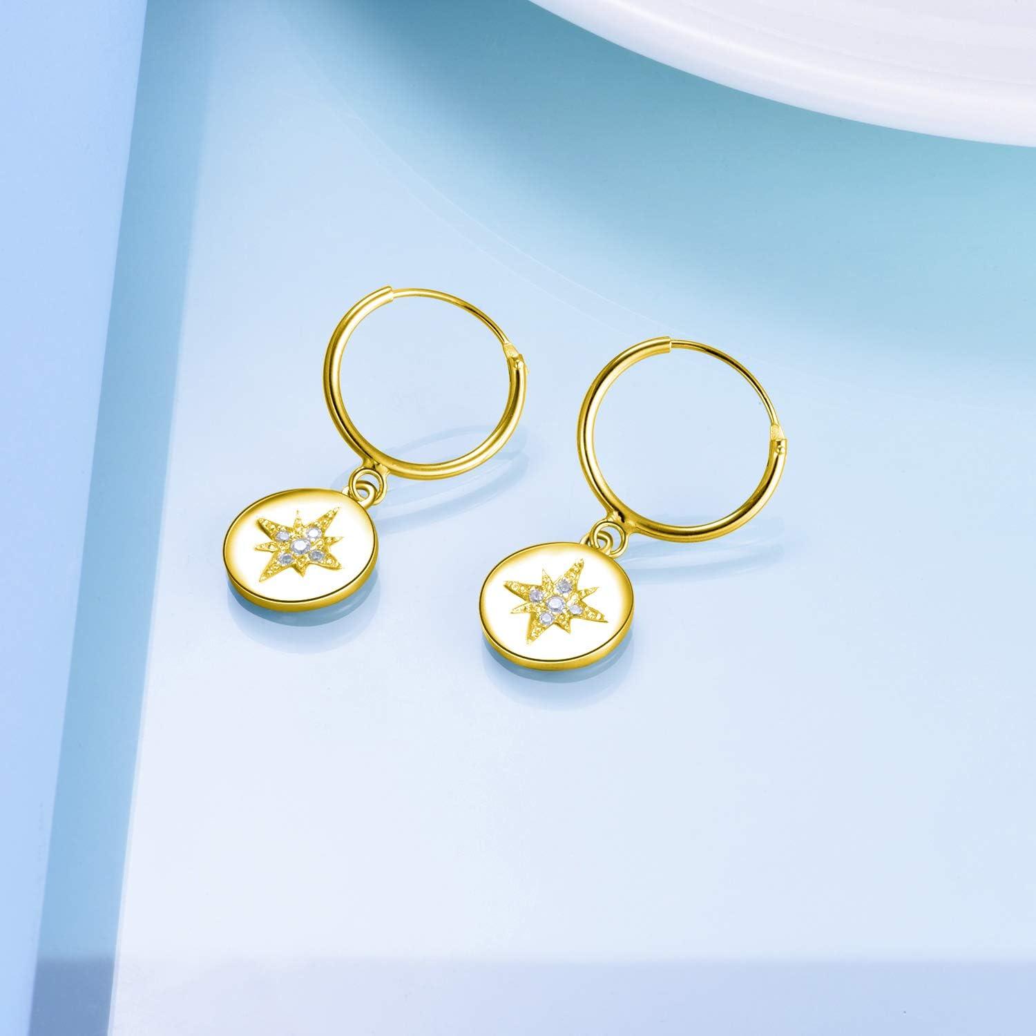 image:imageYFN Sterling Sliver Star Hoop Earrings Dangle Drop Earrings Gift for Women