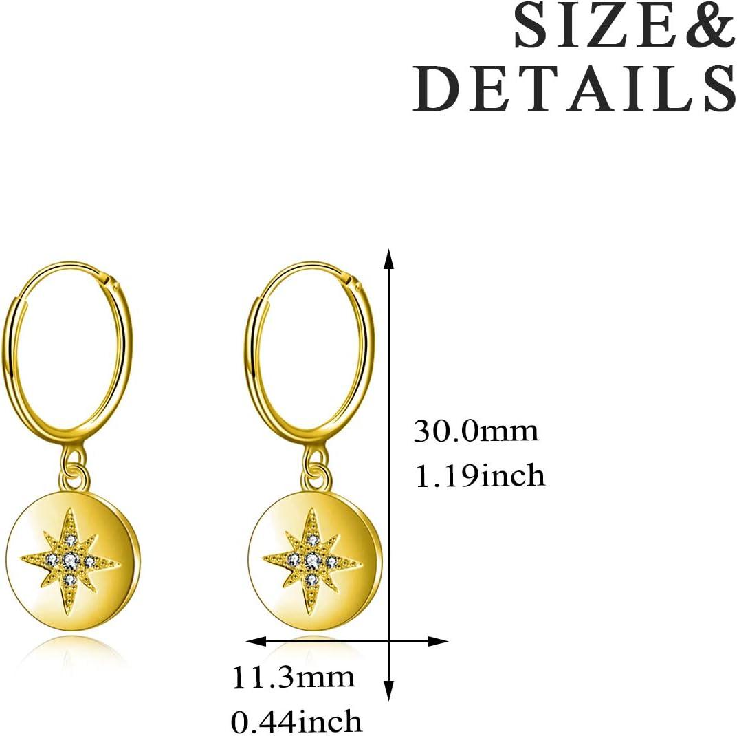 image:imageYFN Sterling Sliver Star Hoop Earrings Dangle Drop Earrings Gift for Women