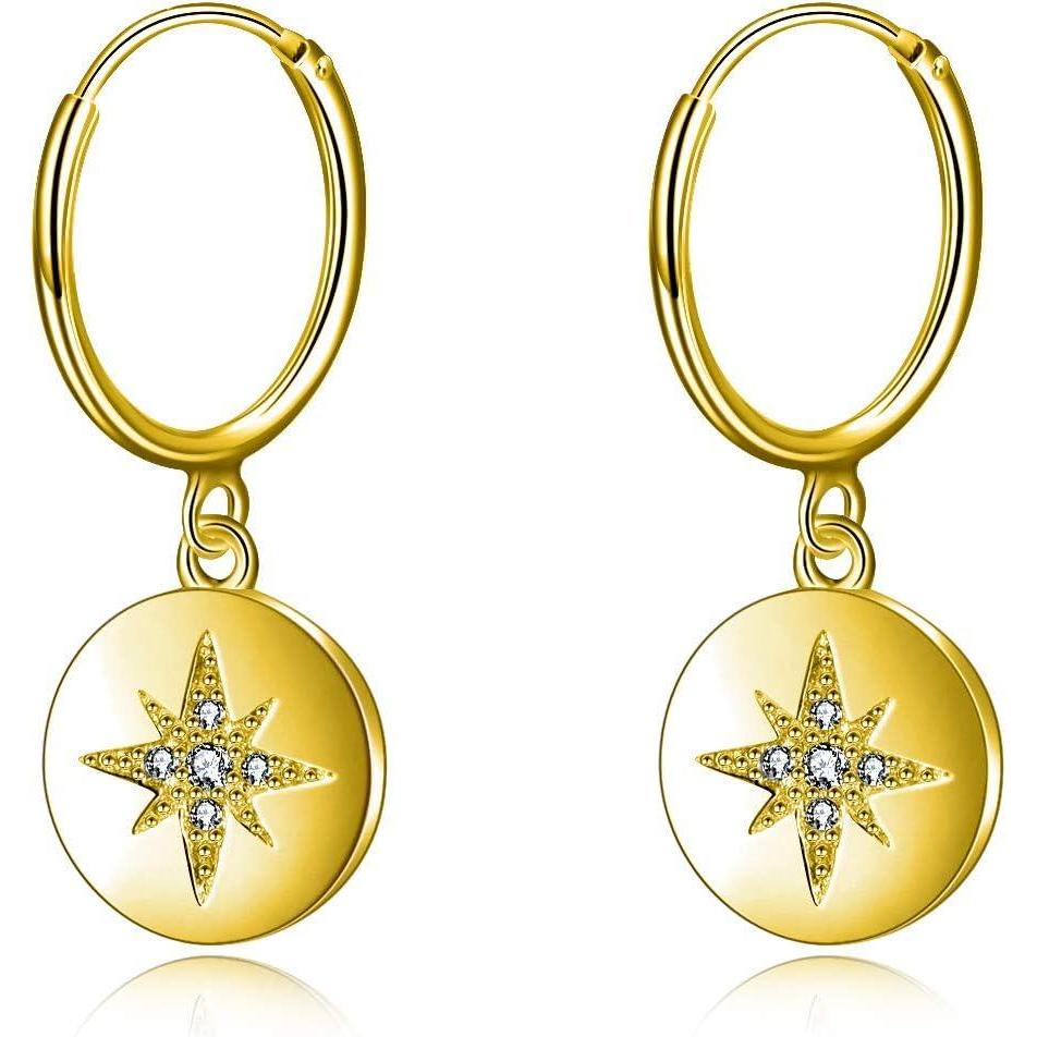 image:imageYFN Sterling Sliver Star Hoop Earrings Dangle Drop Earrings Gift for Women