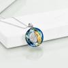 YFN Horse with Woman Necklace Gifts 925 Sterling Silver with Blue Crystal Pendant Jewelry Horse Gift for Women Daughter Wife