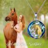 YFN Horse with Woman Necklace Gifts 925 Sterling Silver with Blue Crystal Pendant Jewelry Horse Gift for Women Daughter Wife