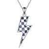 YFN Lightning Bolt Necklace Sterling Silver Lightning Bolt Sport Pendant Necklace Sport Jewelry for Women Sporty Gifts for Athletes(01 checkered flag)