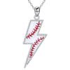 YFN Lightning Bolt Necklace Sterling Silver Lightning Bolt Sport Pendant Necklace Sport Jewelry for Women Sporty Gifts for Athletes(02 baseball)