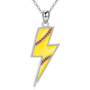 YFN Lightning Bolt Necklace Sterling Silver Lightning Bolt Sport Pendant Necklace Sport Jewelry for Women Sporty Gifts for Athletes(03 softball)