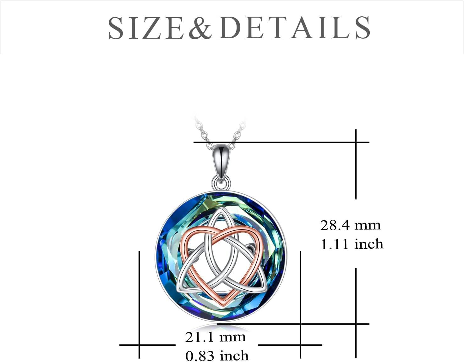 image:imageYFN Celtic Jewelry for Women Sterling Silver Good Luck Celtic Knot Irish Necklace with ABVolcanic Crystal Jewelry Valentines Day Gifts for Women Men 18BlueBlue Crystal Celtic Necklace
