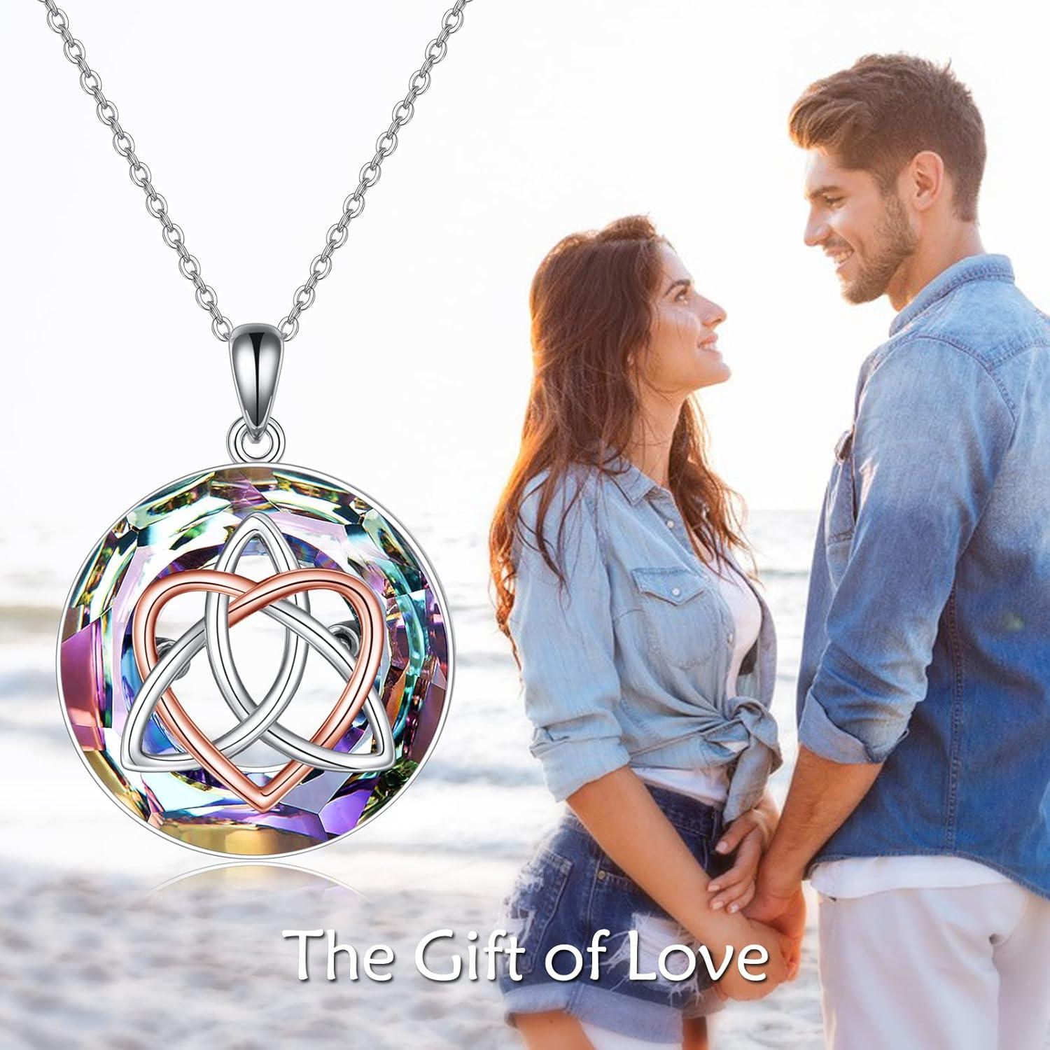 image:imageYFN Celtic Jewelry for Women Sterling Silver Good Luck Celtic Knot Irish Necklace with ABVolcanic Crystal Jewelry Valentines Day Gifts for Women Men 18PurpleCeltic Necklace for Women