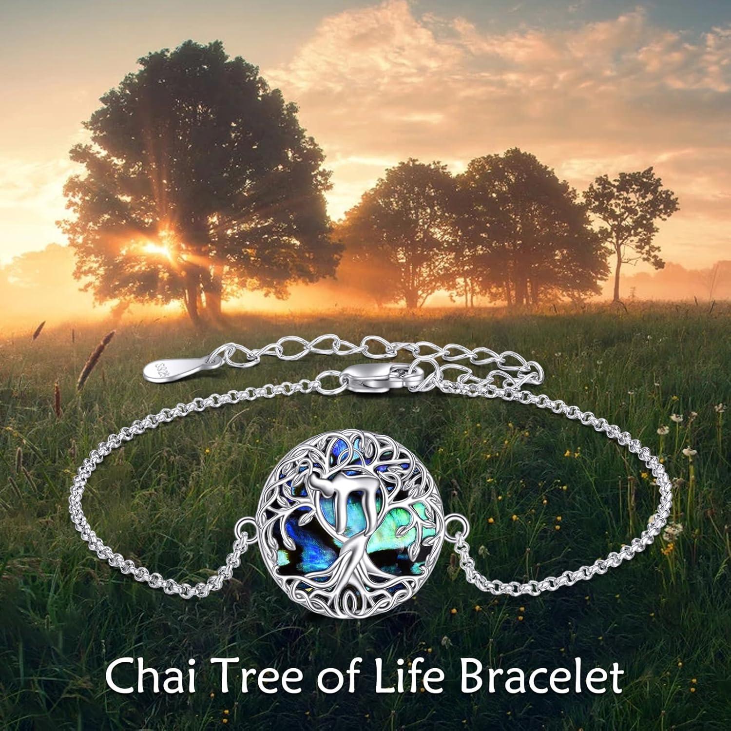 image:imageYFN Tree of Life Bracelet Sterling Silver Abalone Shell Tree of Life Bracelet Jewelry Gifts for WomenChai