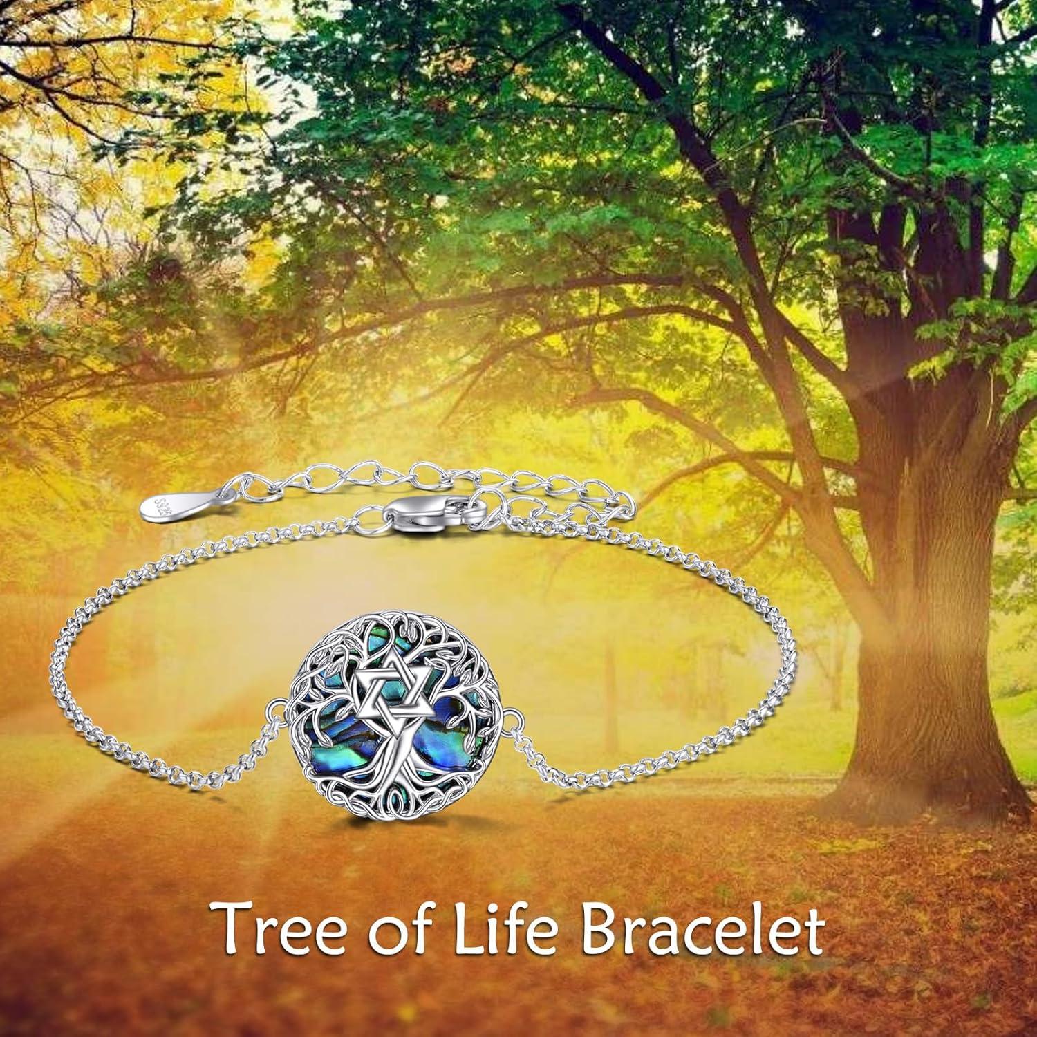 image:imageYFN Tree of Life Bracelet Sterling Silver Abalone Shell Tree of Life Bracelet Jewelry Gifts for WomenStar of David